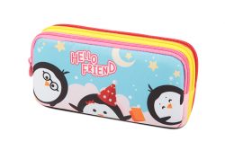 Kids Multiple Compartmens Rectangular Pencil Case Triple Zip Pockets In Prints Gox Bag