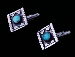 VINTAGE BLUE GEM TURQUOISE CUFFLINKS