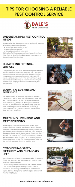 Tips for Choosing a Reliable Pest Control Service