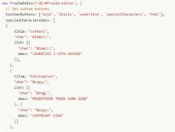Special Characters Plugin – Overview with Froala