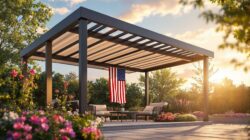 Stylish Pergola Awning, Glass Sliding Wall, and Louvered Roof Pergola Designs
