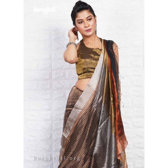 Metallic Linen Handloom Saree – TASM02