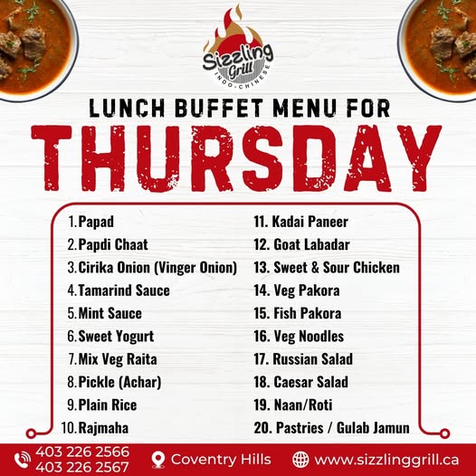 Indian Buffet Calgary at Sizzling Grill