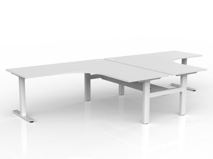 OL Agile 90° Shared Workstation – White Top With White Base