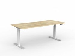 OL Agile Double Motor Electric Individual Desk – Oak Top with White Frame