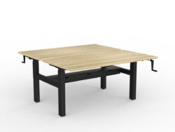 OL Agile Winder Height Adjustable Shared Desk – Oak Top with Black Frame