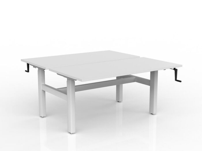 OL Agile Winder Height Adjustable Shared Desk – White Top with White Frame