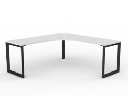 OL Anvil 90° Workstation Corner Desk – White Top with Black Frame