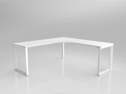 OL Anvil 90° Workstation Corner Desk – White Top with White Frame