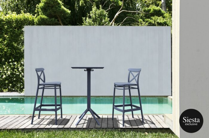 FL Sky Hospitality Square Folding Bar Table & Cross Barstool Set