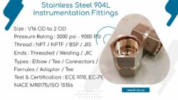 Stainless Steel 904L Instrumentation Fittings