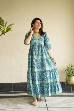 Elevate Your Look with Chic Turquoise Printed Dresses for Women