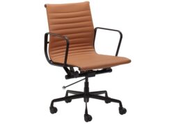 DD Berkeley Boardroom Chair in Black Base with Tan PU Seat