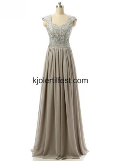 A-Linje Kjæreste Grå Chiffon Ballkjoler – Kjolertilfest.com