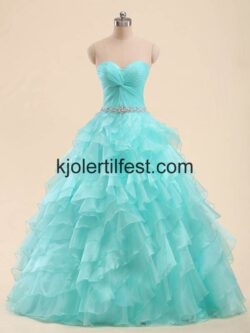 Blå Kjæreste Lange Organza Quinceanera Kjoler