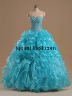 Blå Kjæreste Organza Quinceanera Kjoler