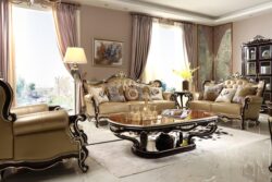 B002 HANDCRAFTED SOLID WOOD LEATHER LOUNGE SUITE