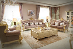 GT012 HANDCRAFTED SOLID WOOD LEATHER LOUNGE SUITE