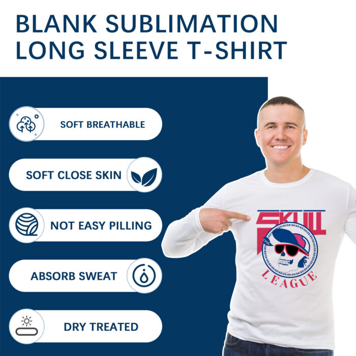 Sublimation Blank T-Shirts Round Collar long Sleeves Adult White Polyester t Shirts