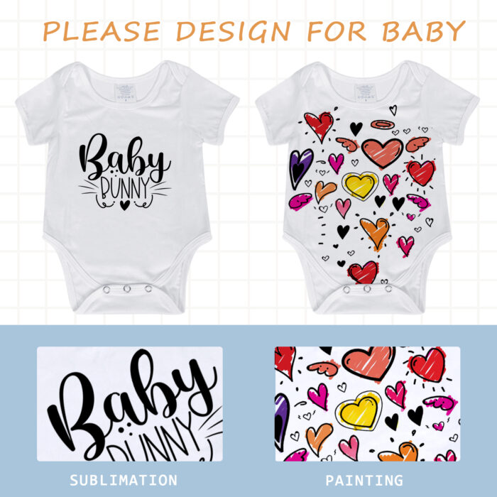 Sublimation Blanks baby undershirts,White Short Sleeve Polyester romper newborn t shirts