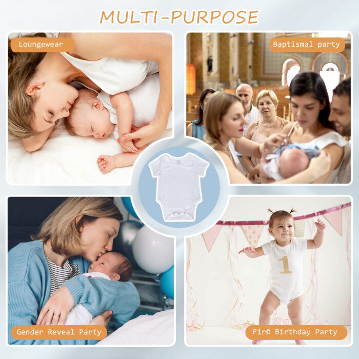 Sublimation Blanks baby undershirts,White Short Sleeve Polyester romper newborn t shirts