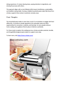 Household Pasta Maker: Bringing Fresh Pasta to Your Home Kitchen