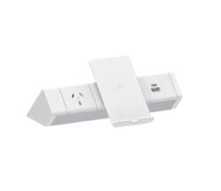 Athena Above Desk Power Rail – 1 GPO & Helistand Wireless and USB Charging