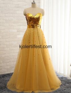 A-Linje Kjæreste Gul Organza Selskapskjoler