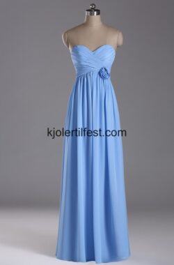 A-Linje Kjæreste Gulvlengde Blå Chiffon Selskapskjoler