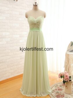 A-Linje Kjæreste Lange Salvie Chiffon Brudepikekjoler