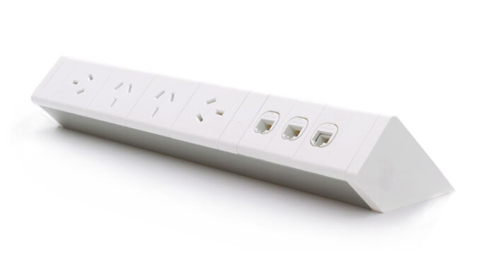 Athena Above Desk Power Rail – 4 GPO & 3 Data