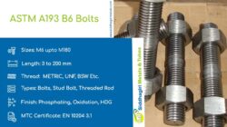 Buy ASTM A193 B6 Bolts in Odd Sizes
