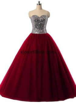 Burgund Kjæreste Tyll Quinceanera Kjoler