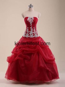 Burgund Lange Skoleball Organza Quinceanera Kjoler