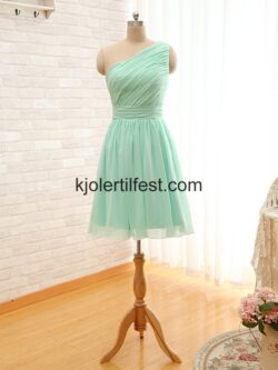 En-Skulder A-Linje Mint Chiffon Brudepikekjoler