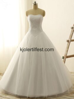 Hvit Ballkjole Snøring Blonder Brudekjoler