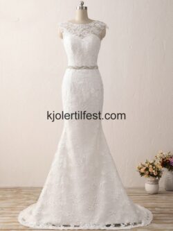 Hvit Havfrue Gulvlengde Blonder Brudekjoler