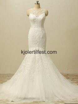 Hvit Havfrue Gulvlengde Tyll Brudekjoler