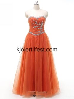 Kjæreste Perler A-Linje Lange Tyll Quinceanera Kjoler