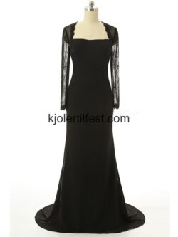 Lange Blonder Chiffon Svart Kjoler Til Brudens Mor