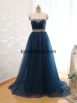 Lange Marineblå Organza Quinceanera Kjoler