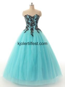 Lange Skoleball Blå Quinceanera Kjoler