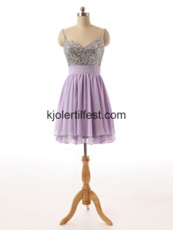 Spaghetti Stropper Kort Syrin Chiffon Cocktailkjoler