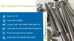 Stainless Steel 316 Fasteners – Bolts Screws Sizes