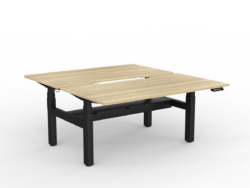 OL Agile Double Motor Electric Height Adjustable Shared Desk – Oak Top with White Frame