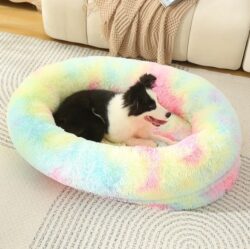 Fluffy Donut-Shaped Pet Bed