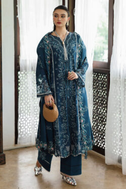 Shop KL-15 IRIS – Qalamkar Q-Line Linen | Chikankari Embroidered 3-Piece Set at Tayaba Fashion S ...