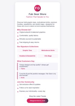 Fab Gear Store: Expressive Fashion for Every Personality – Infographic