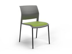 OL Game Stacking Chair -4 Legs Charcoal Shell with Seat Upholstered