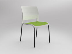 OL Game Stacking Chair -4 Legs White Shell with Seat Upholstered